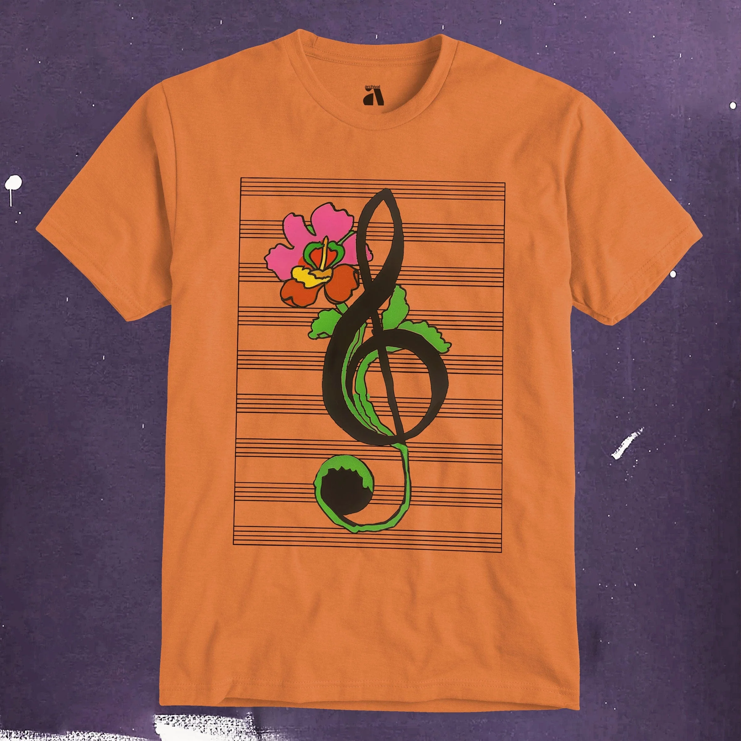 Treble Clef Flower T-Shirt - Image 3