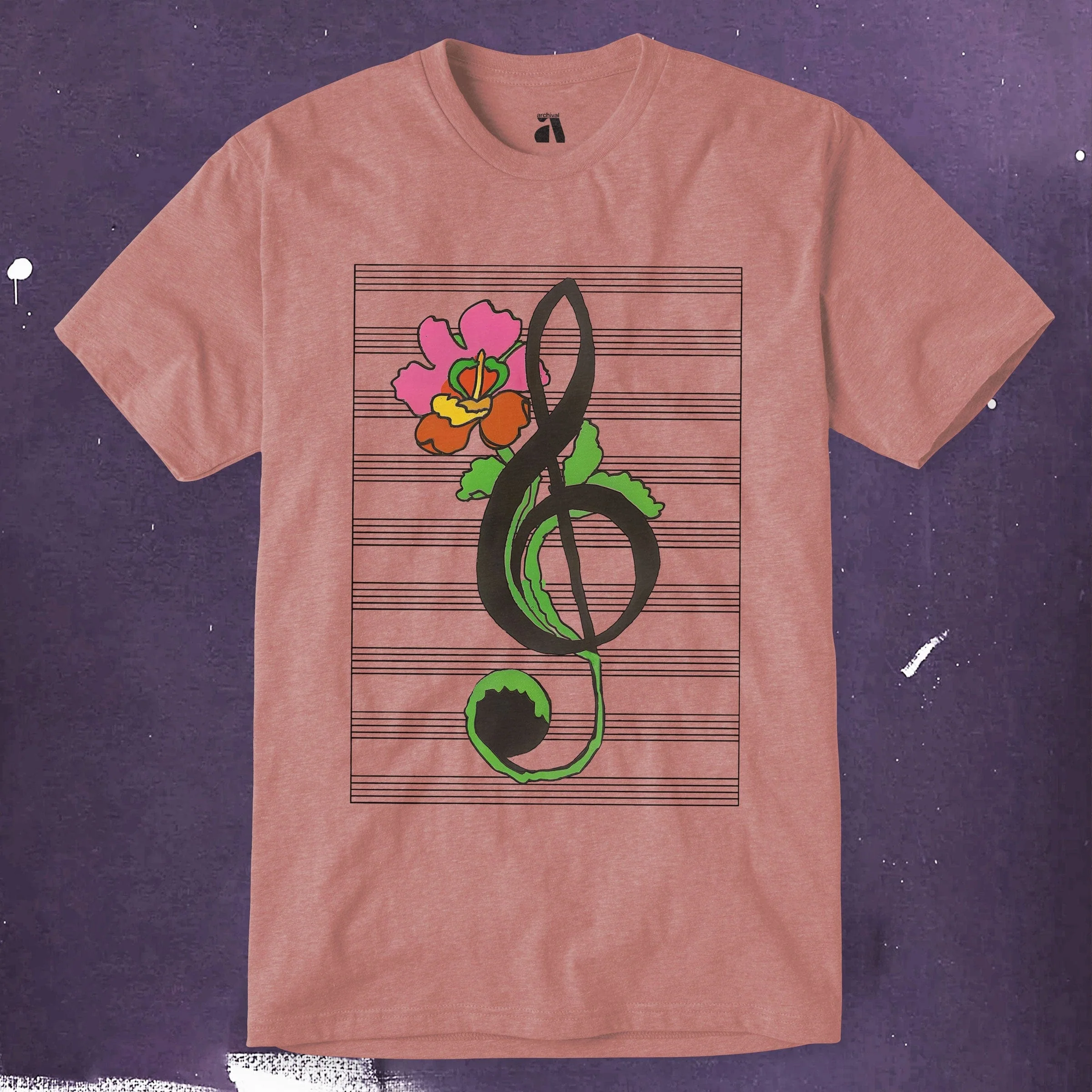 Treble Clef Flower T-Shirt - Image 7