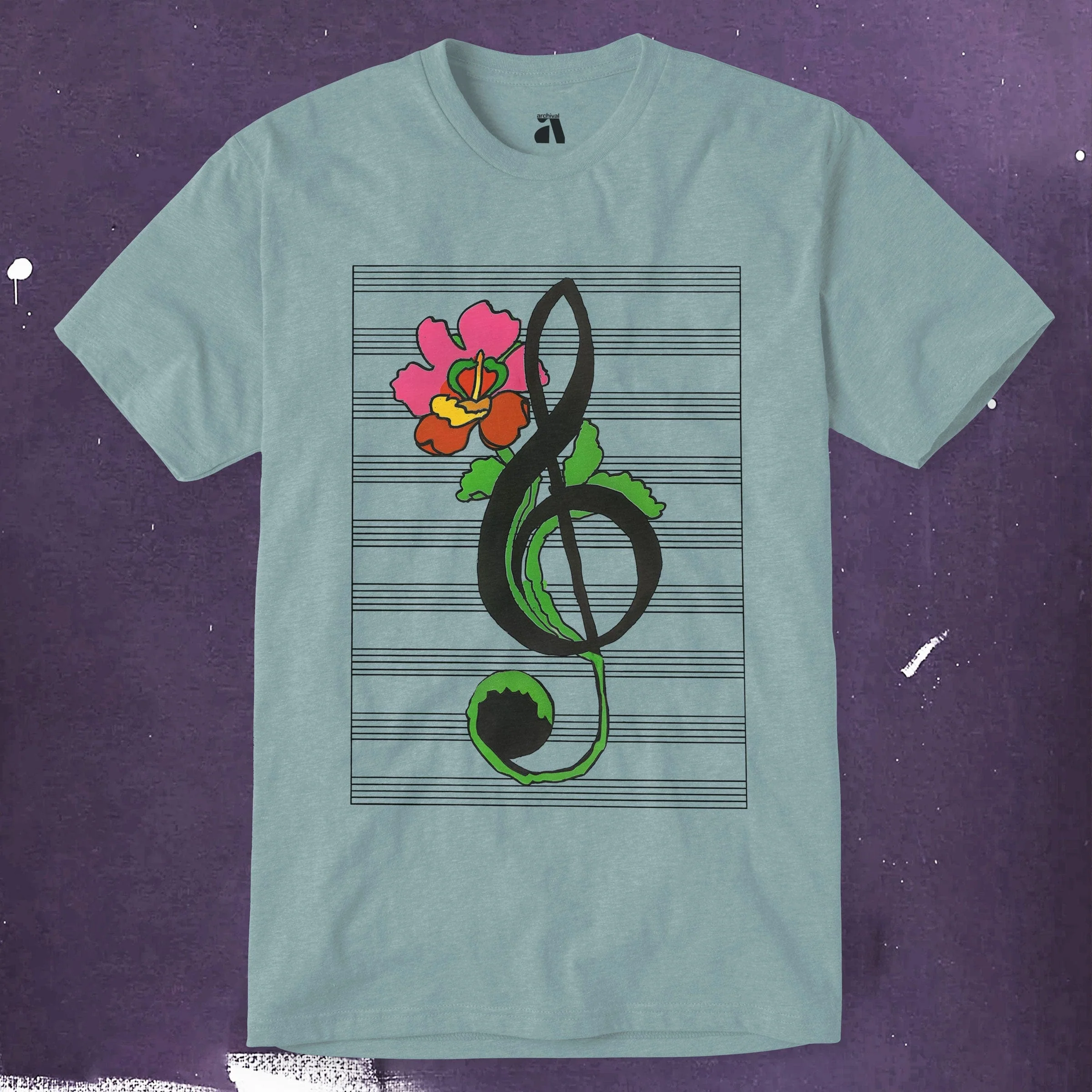 Treble Clef Flower T-Shirt - Image 9